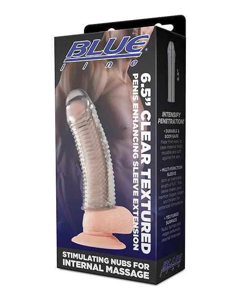 Male Sex Toys Blue Line Clear Textured Penis Enhancing Sleeve Extension 65in Clear Blue Line Cand B Gear Male Sex Toys Blue Line Clear Textured Penis Enhancing Sleeve Extension 65in Clear Blue Line Cand B Gear