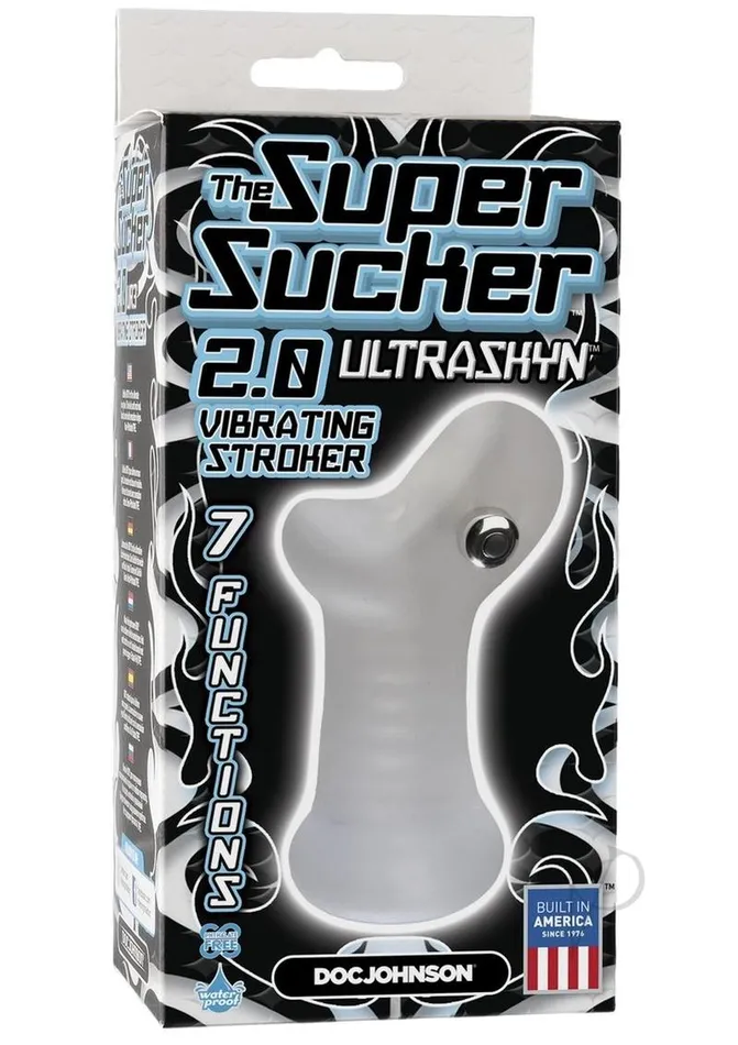 Male Sex Toys Doc Johnson The Super Sucker 20 Ultraskyn Vibrating Masturbator with Bullet Clear Male Sex Toys Doc Johnson The Super Sucker 20 Ultraskyn Vibrating Masturbator with Bullet Clear
