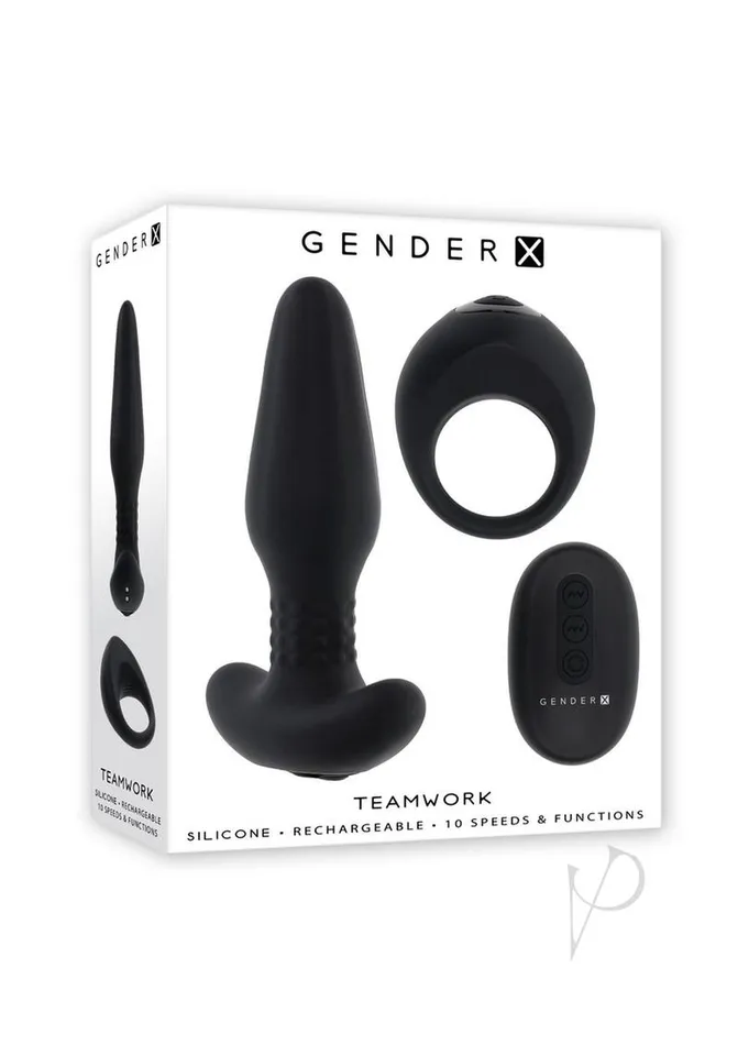 Male Sex Toys Gender X Teamwork Rechargeable Silicone Anal Plug with Remote Control Black Gender X Male Sex Toys Gender X Teamwork Rechargeable Silicone Anal Plug with Remote Control Black Gender X