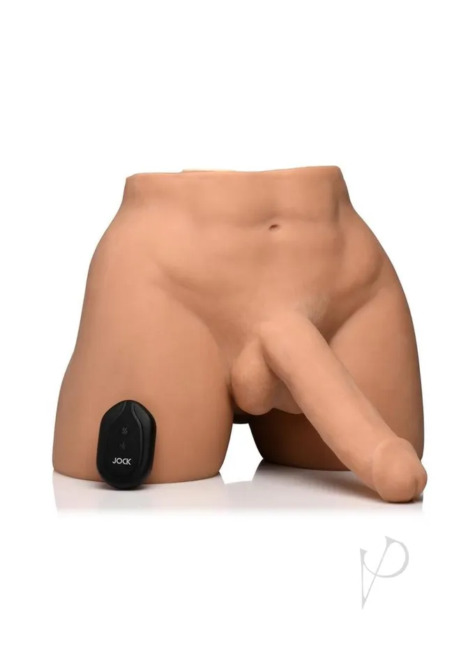 Male Sex Toys Jock JOCK Vibrating and Squeezing Male Masturbator with Posable Dildo and Remote Control Vanilla