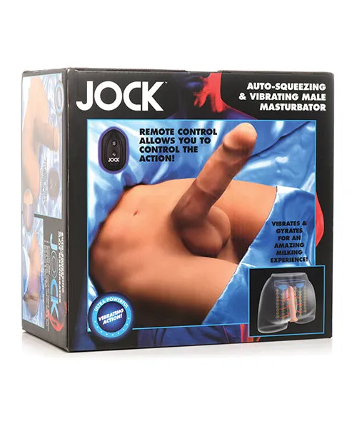 Male Sex Toys Jock JOCK Vibrating and Squeezing Male Masturbator with Posable Dildo and Remote Control Vanilla
