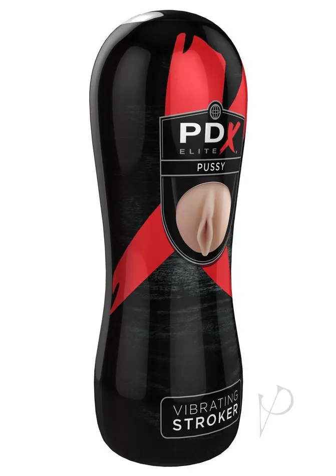 Male Sex Toys Pdx Elite PDX Elite Vibrating Pussy Masturbator with Bullet Pussy VanillaBlack