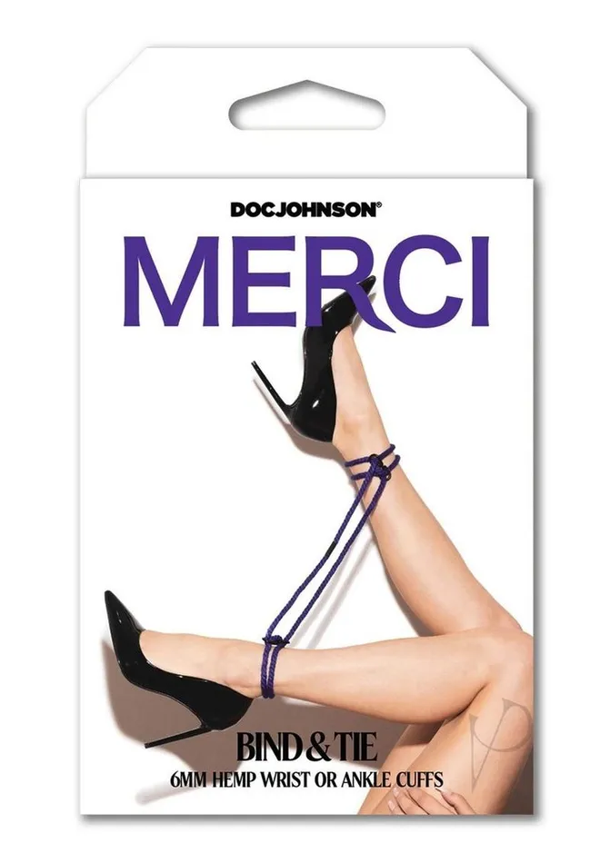 Merci Restrain 6mm Hemp Wrist or Ankle Cuffs Purple Merci Vibrators