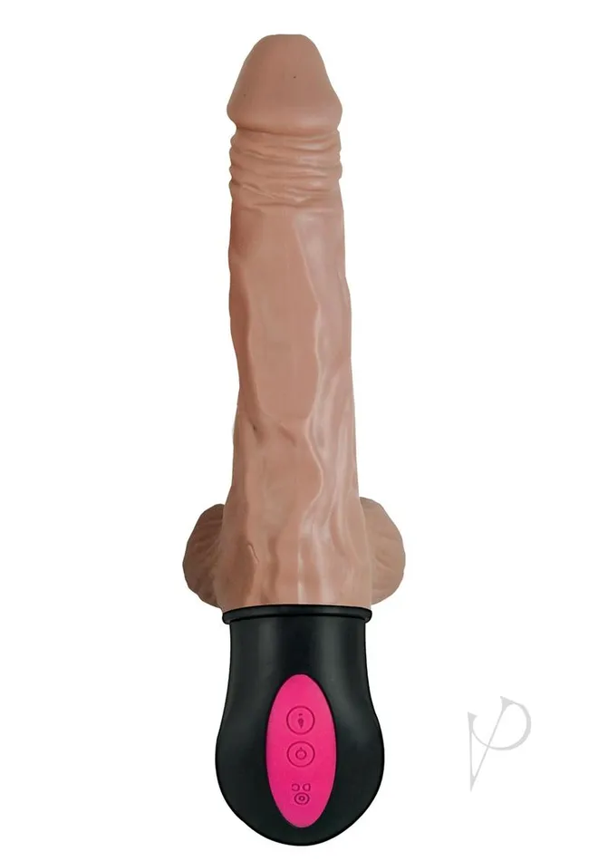 Natural Female Sex Toys Natural Realskin Hot Cock 2 Rechargeable Warming Dildo with Balls 65in Chocolate