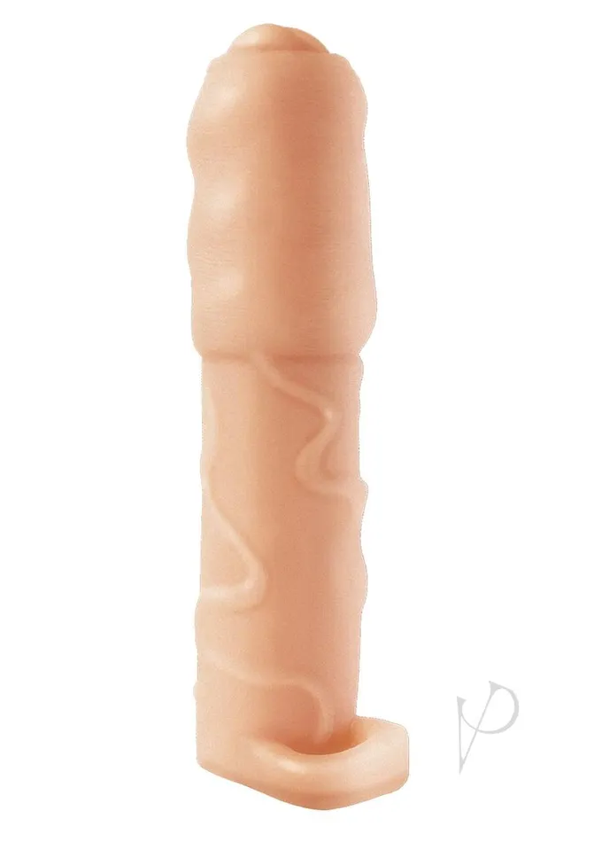 Natural Male Sex Toys Natural Realskin Vibrating Uncircumcised Penis Extender with Scrotum Ring Vanilla