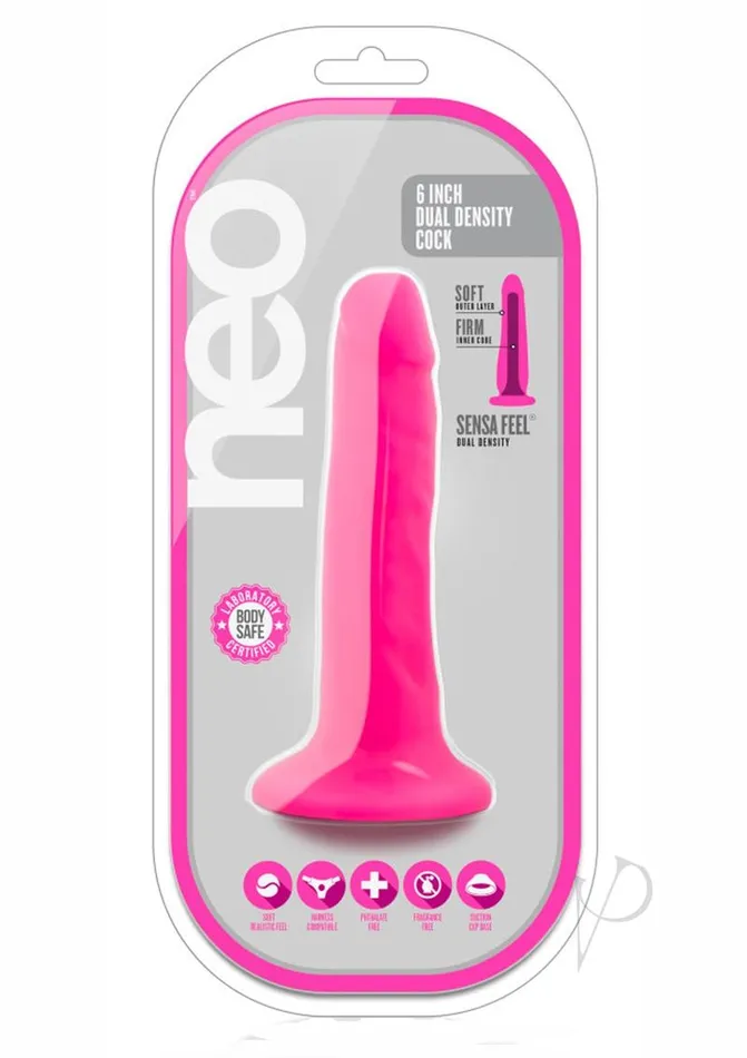 Neo Dual Density Dildo 6in Neon Pink Neo Dildos