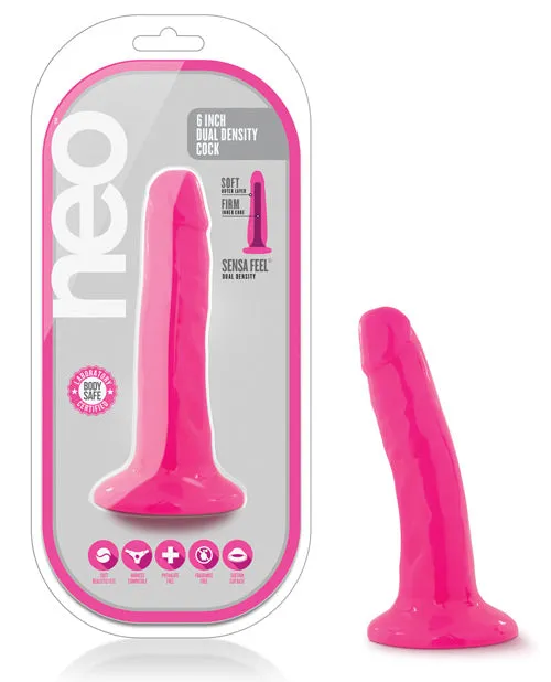 Neo Dual Density Dildo 6in Neon Pink Neo Dildos Neo Dual Density Dildo 6in Neon Pink Neo Dildos