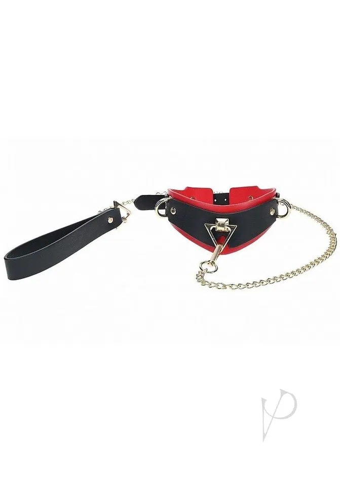 Ouch Anal Ouch Milan Collection Collar with Leash BlackRed