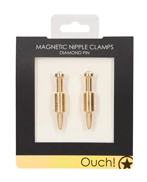 Ouch Couples Ouch Magnetic Nipple Clamps Diamond Pin Gold Ouch Couples Ouch Magnetic Nipple Clamps Diamond Pin Gold