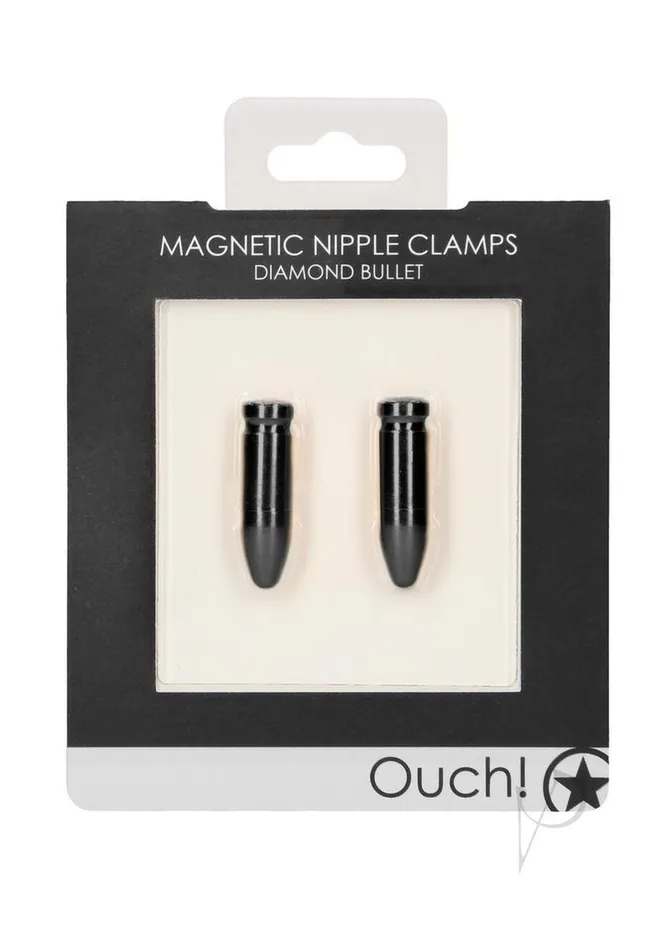 Ouch Female Sex Toys Ouch Magnetic Nipple Clamps Diamond Bullet Black