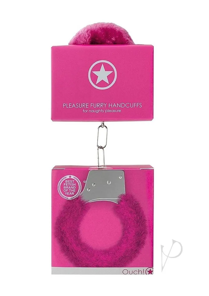 Ouch Pleasure Handcuffs Furry Pink Ouch Vibrators