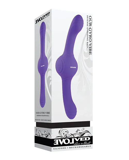 Our Gyro Vibe Rechargeable Silicone Dual End Vibrator Purple Evolved Vibrators