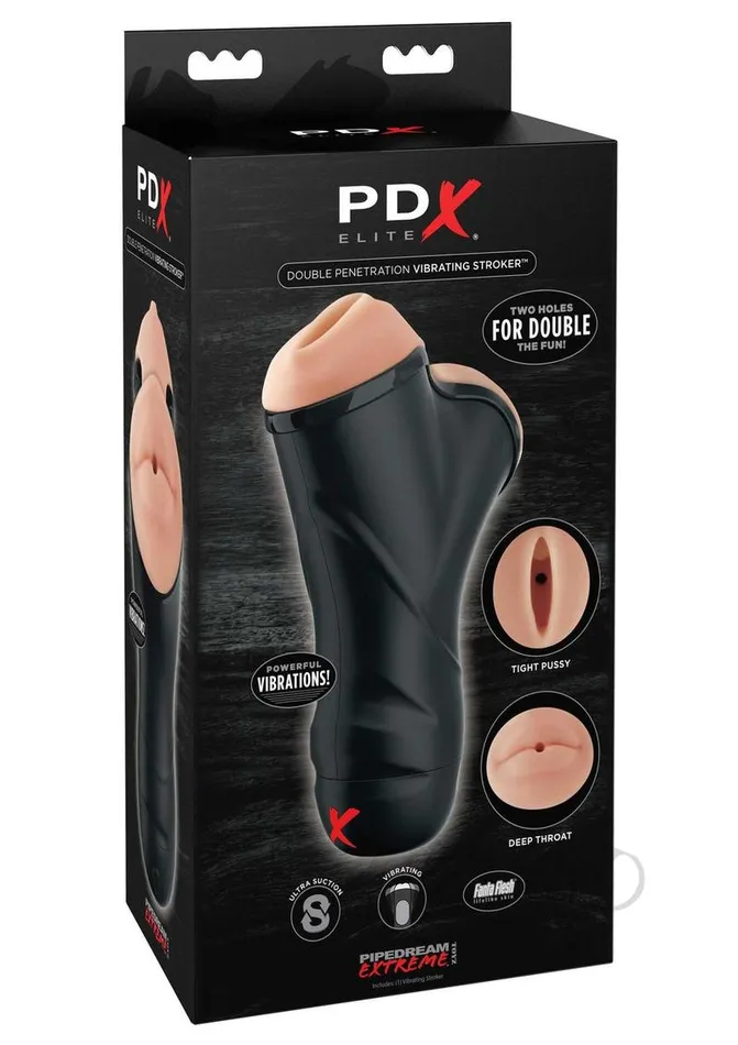 Pdx Elite Male Sex Toys PDX Elite Double Penetration Vibrating Masturbator Pussy and Mouth VanillaBlack Pdx Elite Male Sex Toys PDX Elite Double Penetration Vibrating Masturbator Pussy and Mouth VanillaBlack