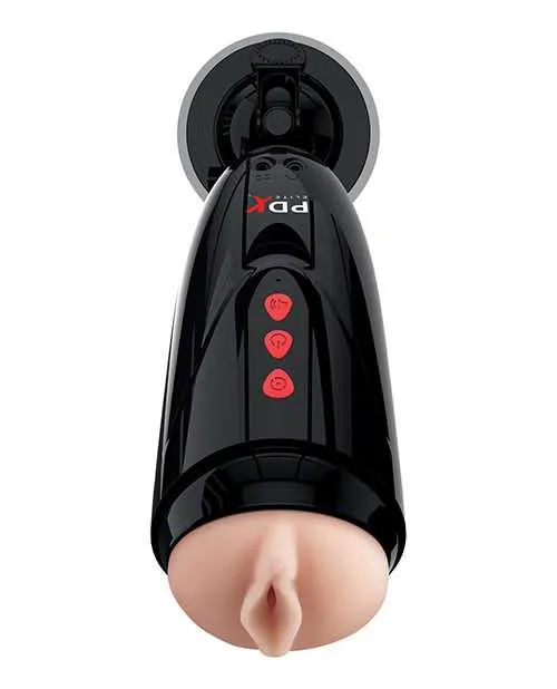 Pdx Elite Male Sex Toys PDX Elite Rechargeable Dirty Talk Starter Masturbator Pussy VanillaBlack