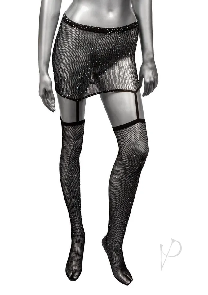Radiance Couples Radiance One Piece Garter Skirt with Thigh Highs OS Black