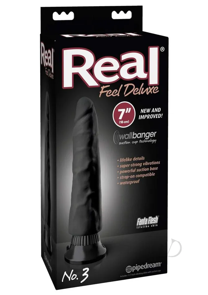 Real Feel Deluxe No 3 Wallbanger Dildo 7in Black Real Feel Deluxe Dildos