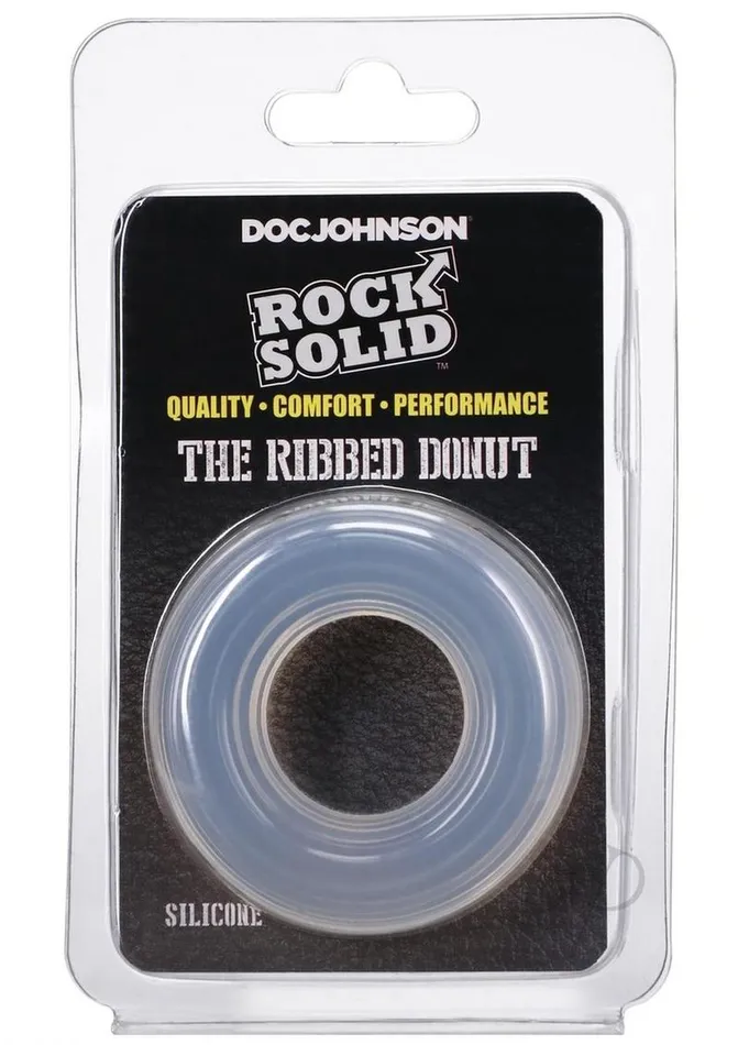 Rock Solid Ribbed Donut Silicone Cock Ring Clear Rock Solid Male Sex Toys