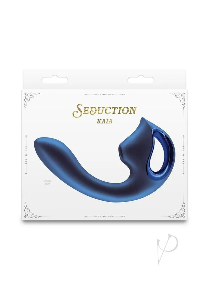 Seduction Kaia Rechargeable Silicone Dual Vibrator with Air Pulse Clitoral Stimulator Blue Seduction Female Sex Toys Seduction Kaia Rechargeable Silicone Dual Vibrator with Air Pulse Clitoral Stimulator Blue Seduction Female Sex Toys