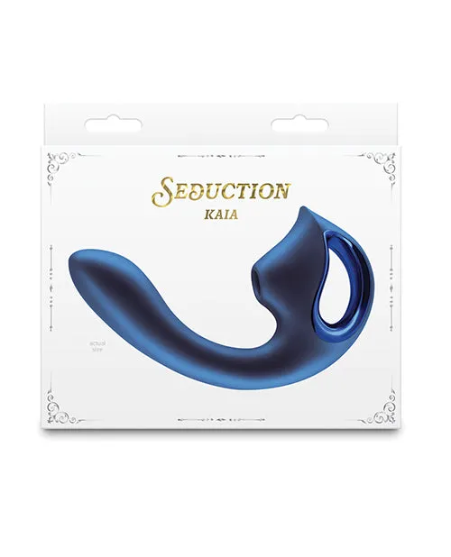 Seduction Kaia Rechargeable Silicone Dual Vibrator with Air Pulse Clitoral Stimulator Blue Seduction Female Sex Toys Seduction Kaia Rechargeable Silicone Dual Vibrator with Air Pulse Clitoral Stimulator Blue Seduction Female Sex Toys
