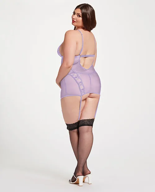 Seven Til Midnight Lace Mesh Triangle Cup Chemise wGarters Thong Lavender 3X4X Teddies And Bodies Seven Til Midnight Lace Mesh Triangle Cup Chemise wGarters Thong Lavender 3X4X Teddies And Bodies
