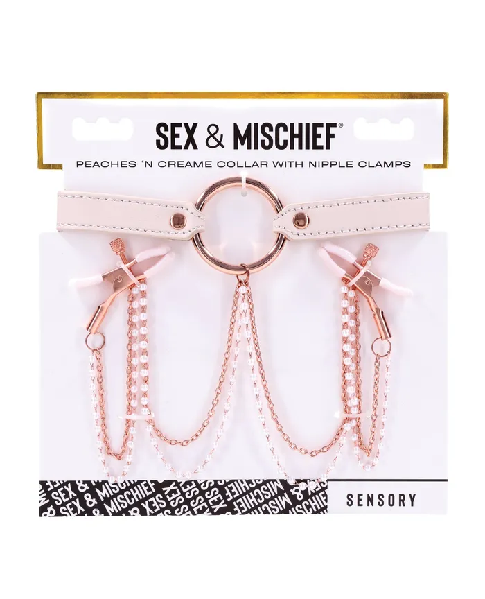 Sex and Miscielf Peaches n CreaMe Collar with Nipple Clamps IvoryRose Gold Sex And Mischief Couples Sex and Miscielf Peaches n CreaMe Collar with Nipple Clamps IvoryRose Gold Sex And Mischief Couples