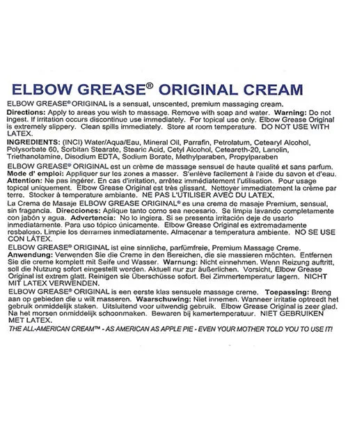 Sexual Health Wellbeing Elbow Grease Original Oil Cream Lubricant 15oz Elbow Grease Lubricants Sexual Health Wellbeing Elbow Grease Original Oil Cream Lubricant 15oz Elbow Grease Lubricants