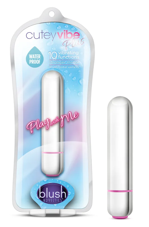SimpleeDiscreet Female Sex Toys Play With Me Cutey Vibe Plus 10 Function Bullet Silver