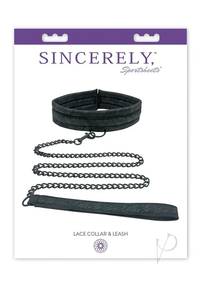 Sincerely Lace Adjustable Collar and Leash Set Black Sincerely Anal