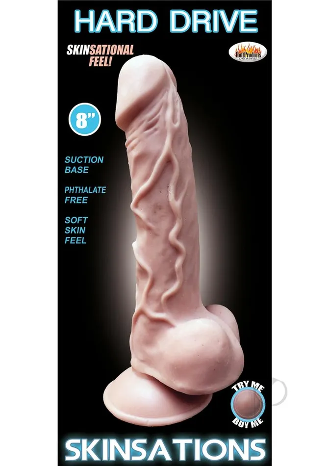 Skinsations Dildos Hard Drive Skinsations Realistic Silicone Dildo 8in Vanilla