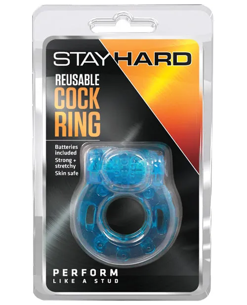 Stay Hard Male Sex Toys Blush Stay Hard Vibrating Reusable Cock Ring Blue