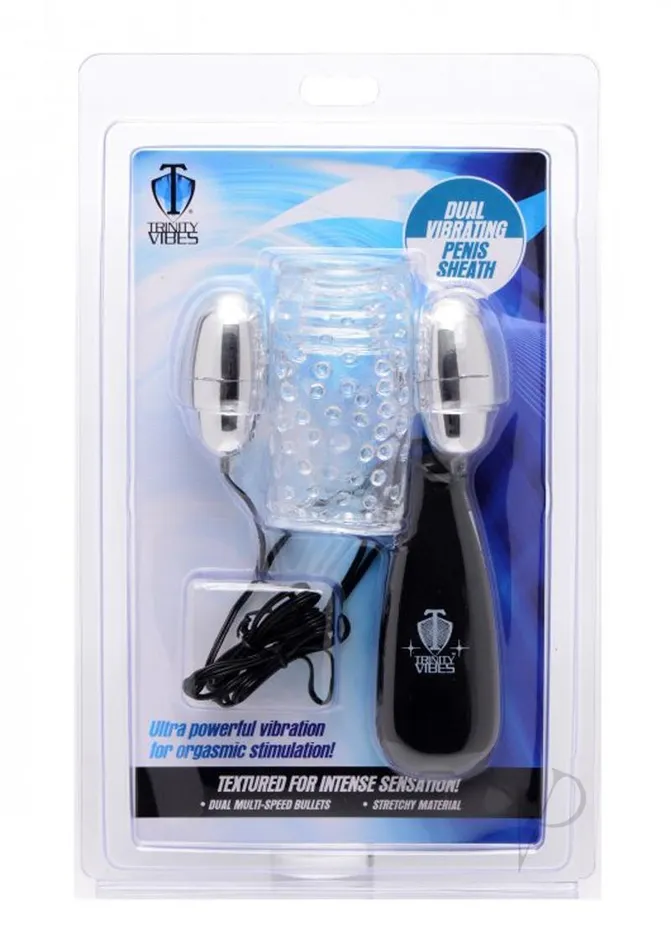 Trinity Men Female Sex Toys Trinity Men Dual Vibrating Penis Sheath with Wired Remote Control Clear Trinity Men Female Sex Toys Trinity Men Dual Vibrating Penis Sheath with Wired Remote Control Clear