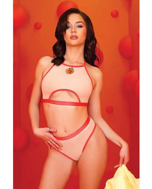 Vibes By Fantasy Lingerie Just Peachy Cut Out Halter Top Cheeky Panty Nude SM Female Sex Toys Vibes By Fantasy Lingerie Just Peachy Cut Out Halter Top Cheeky Panty Nude SM Female Sex Toys