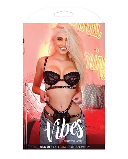 Vibes Fuck Off Lace Bra Cutout Panty Black SM Vibes By Fantasy Lingerie Vibrators Vibes Fuck Off Lace Bra Cutout Panty Black SM Vibes By Fantasy Lingerie Vibrators