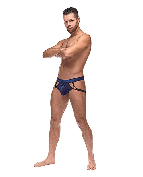 Vibrators Male Power Diamond Mesh Jock Ring Blue SM