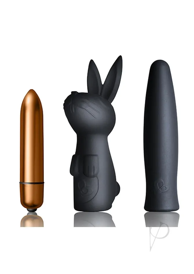 Vibrators Rocks Off Silhouette Dark Desires Kit Silicone Sleeves and Bullet Vibrator BlackCopper