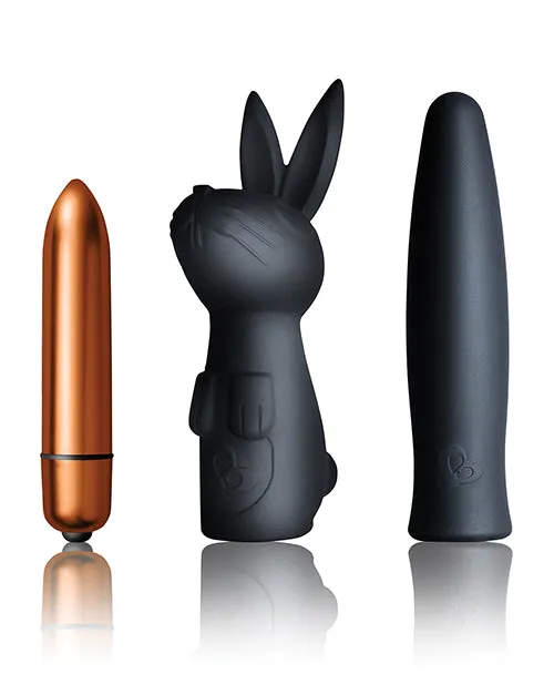 Vibrators Rocks Off Silhouette Dark Desires Kit Silicone Sleeves and Bullet Vibrator BlackCopper