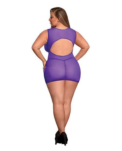 Vibrators Sheer Mesh Underboob Dress Crotchless GString Purple QN Exposed Vibrators Sheer Mesh Underboob Dress Crotchless GString Purple QN Exposed