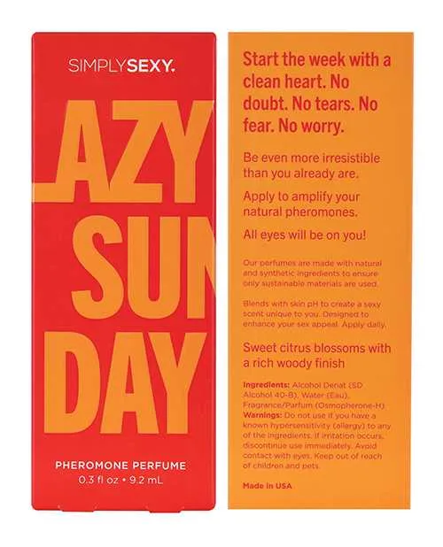 Vibrators Simply Sexy Simply Sexy Pheromone Perfume Lazy Sunday Spray 03oz Vibrators Simply Sexy Simply Sexy Pheromone Perfume Lazy Sunday Spray 03oz