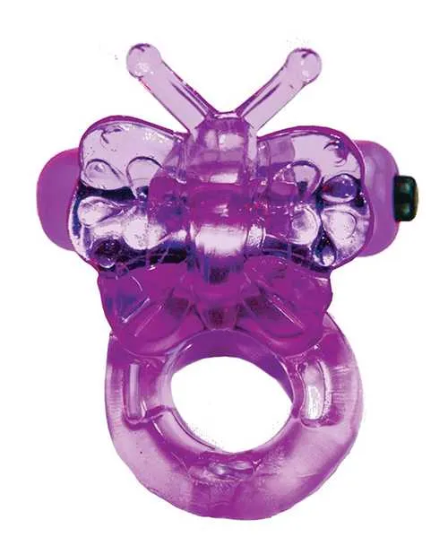 Wet Dreams Purrfect Pets Buzzy Butterfly Silicone Stimulator with Vibrating Bullet Purple Female Sex Toys