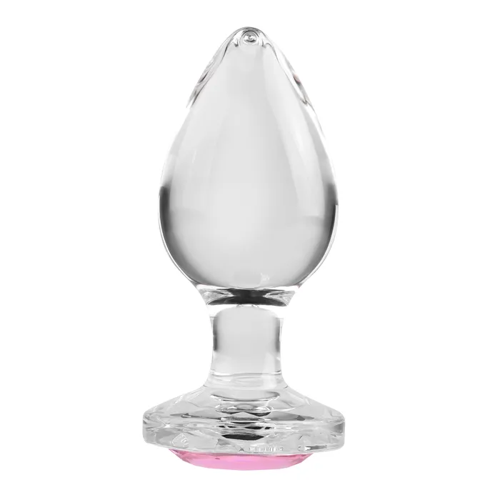 Anal Adam and Eve Pink Gem Glass Plug Large Pink