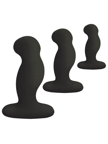 Anal ANAL STARTER KIT 3 Solid Sillicone Anal Plugs Black Nexus