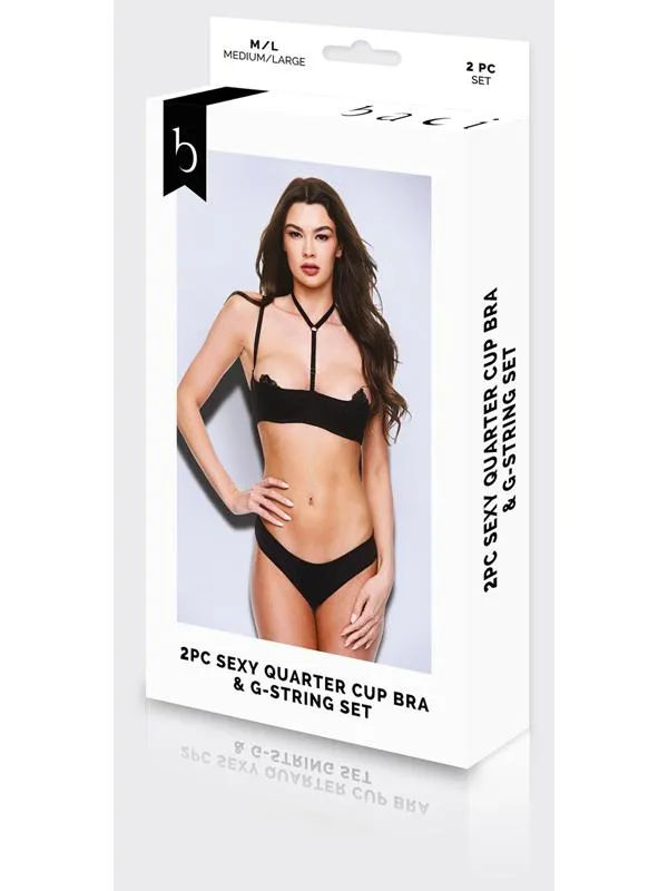 Anal Baci Baci 2pc Sexy Quarter Cup Bra GString Set BlackML BX Anal Baci Baci 2pc Sexy Quarter Cup Bra GString Set BlackML BX