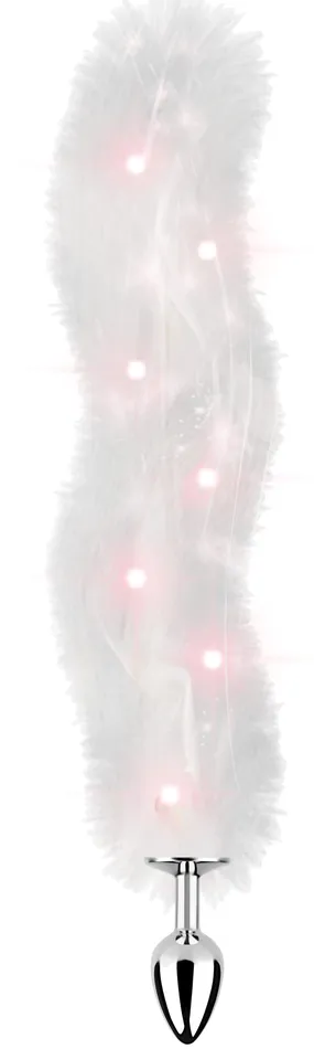 Anal Hott Products Foxy Tail Light Up Faux Fur Butt Plug White Plug White