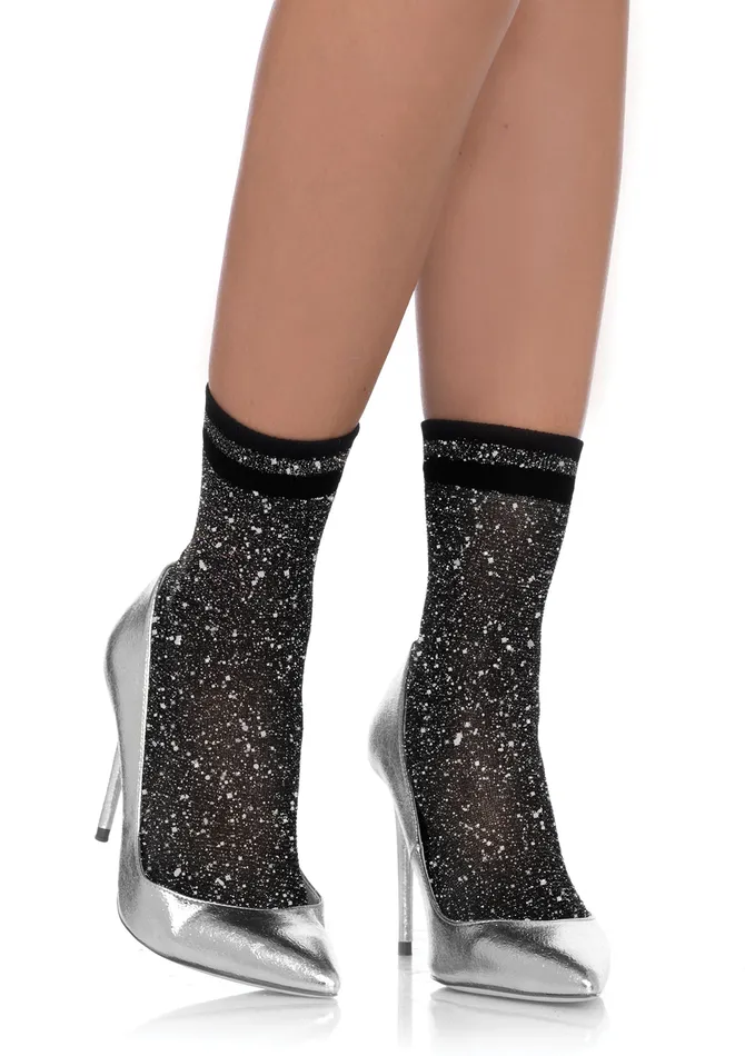 Anal Leg Avenue Lurex Anklets Black Silver