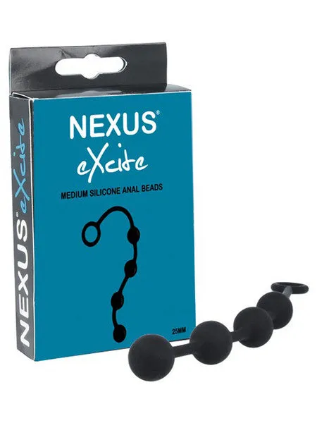Anal Nexus EXCITE Medium Silicone Anal Beads Black