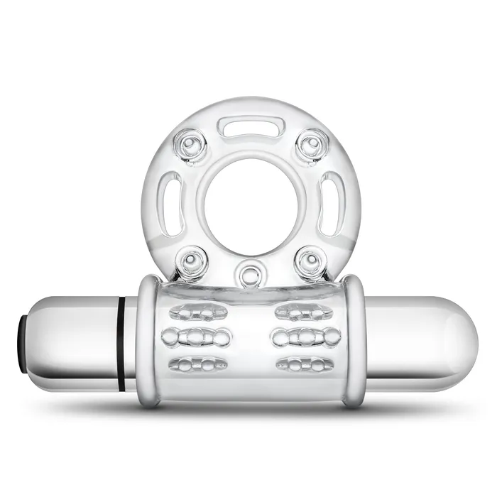 Blush Male Sex Toys Stay Hard 10 Function Vibrating Bull Ring Clear