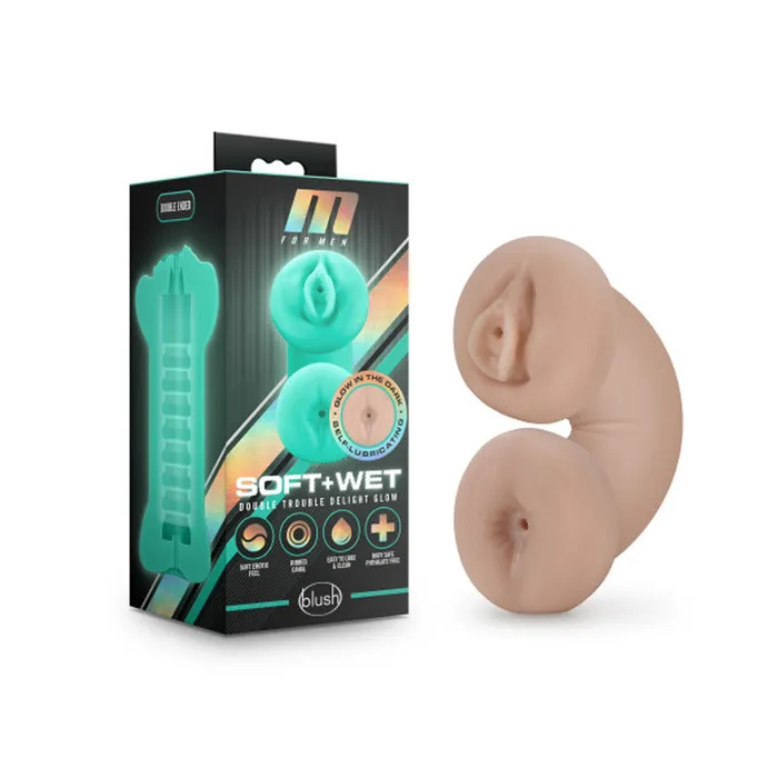 Blush Novelties Dildos M for Men Soft and Wet Double Trouble Glow in the Dark Vanilla Blush Novelties Dildos M for Men Soft and Wet Double Trouble Glow in the Dark Vanilla