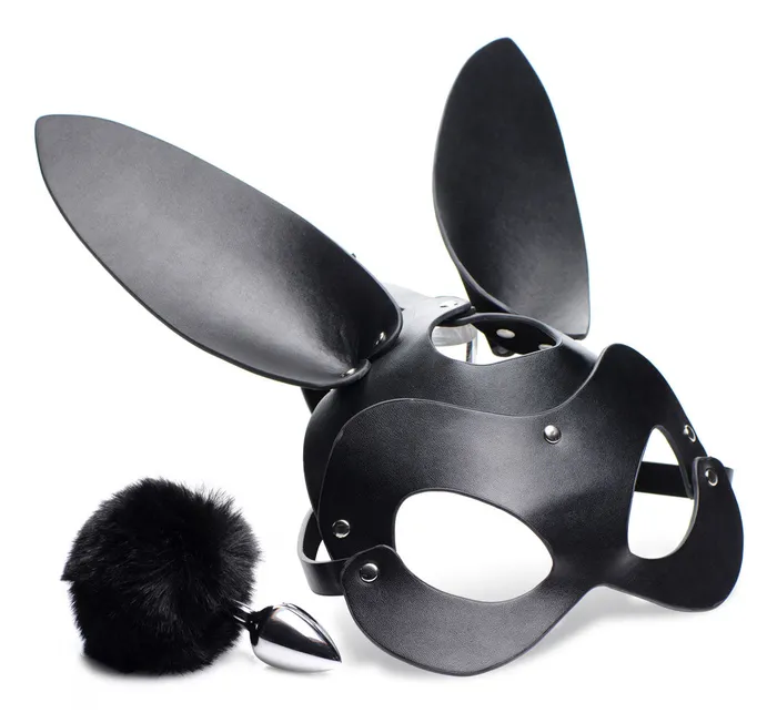 Bunny Tail Anal Plug and Mask Set XR Brands Tailz Anal