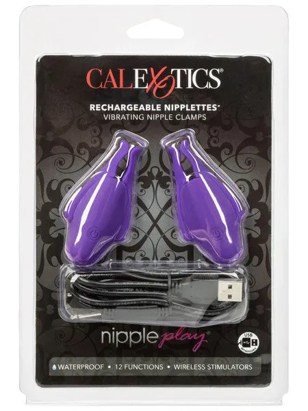 CalExotics Vibrators Nipple Play Rechargeable Nipplettes Purple
