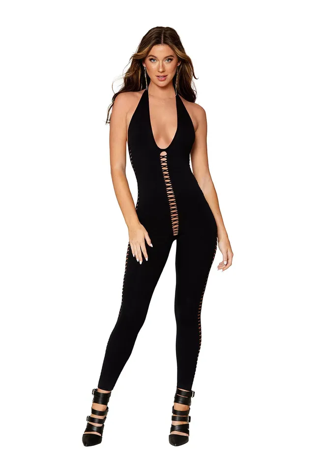 Catsuit Bodystocking One Size Black Dreamgirl Bodystockings Playsuits